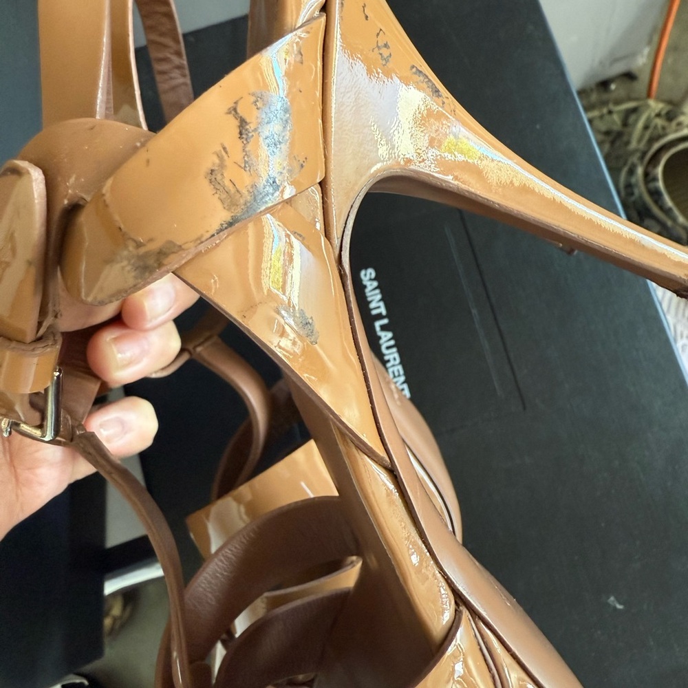 Saint Laurent Brown Leather Women's Sandals - Picture 3 of 4